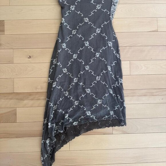 Beautiful vintage strapless jacquard floral dress by Scene, made in Canada - Picture 7 of 8